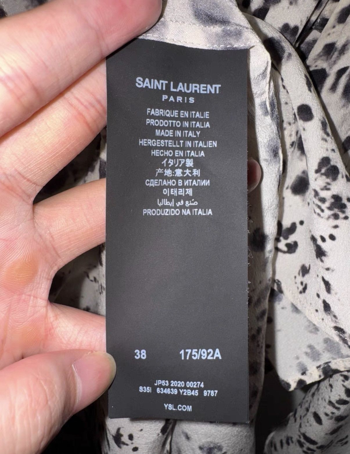 Saint Laurent Paris Saint Laurent 20FW Silk Art Ink Splatter Polka Dot Shirt Size US M / EU 48-50 / 2 - 7 Thumbnail