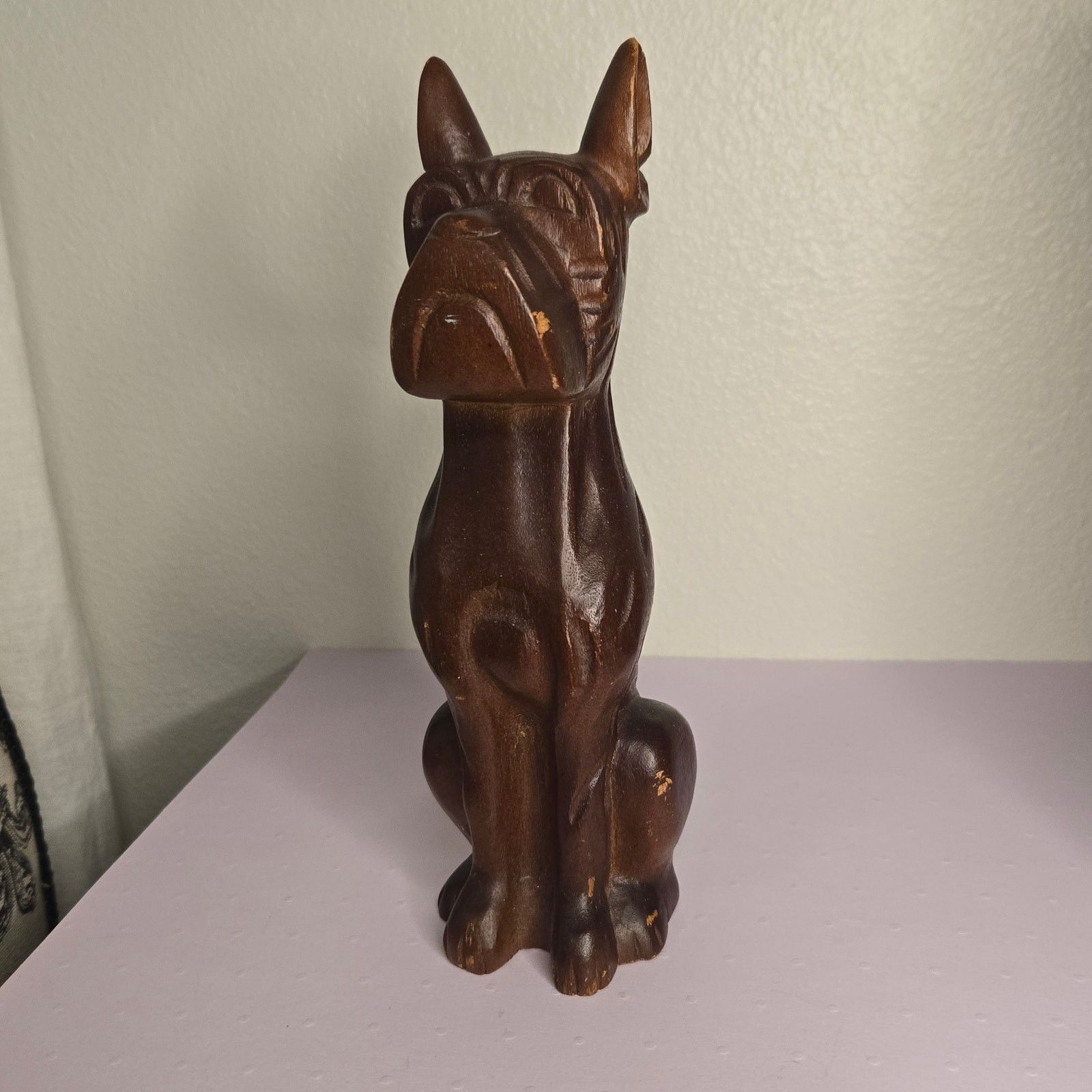 Vintage Vintage Hand Carved Wood Boxer Dog Figurine Art Sculpture Size ONE SIZE - 10 Thumbnail