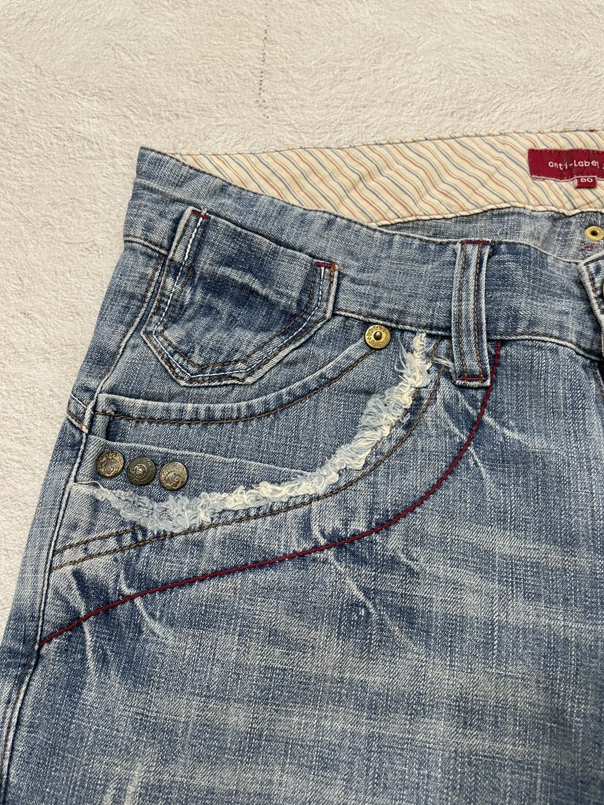Japanese Brand 2000s anti-label Jorts Denim Mudwash Studed Jeans Y2K Japan Size US 33 - 4 Thumbnail