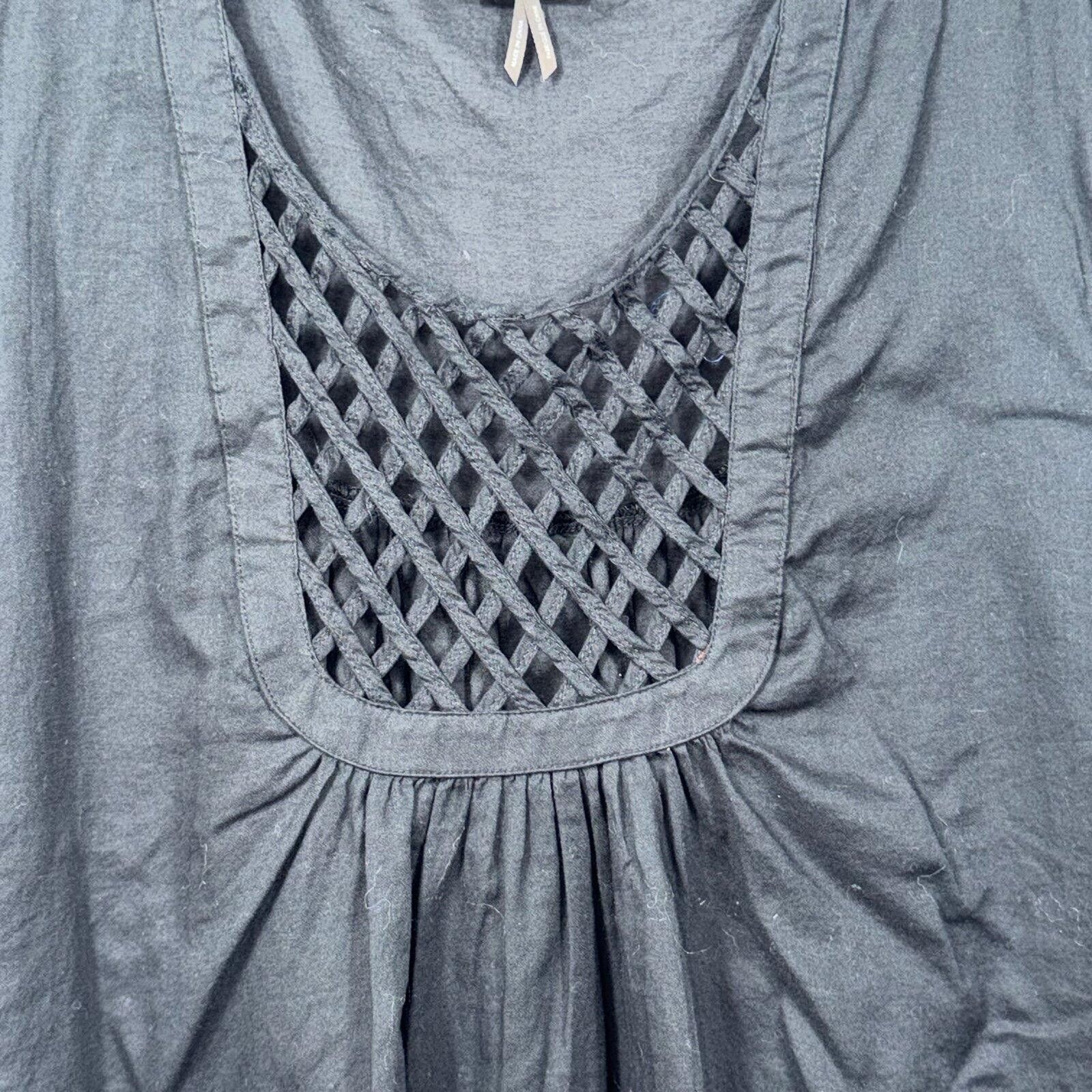 Other HD in Paris Large Black Sleeveless Top with Lattice Detail Size L / US 10 / IT 46 - 2 Thumbnail