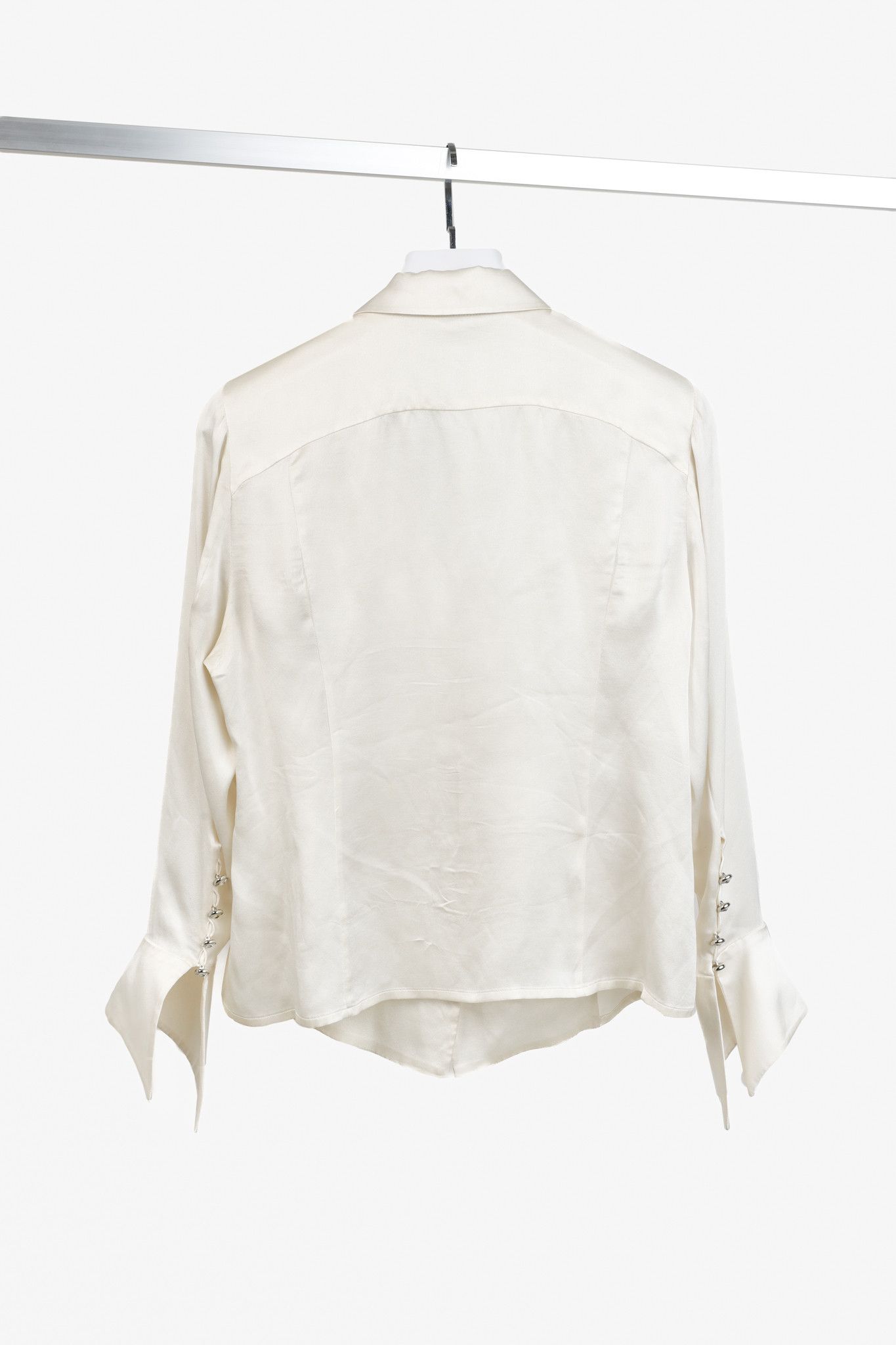 Escada Escada Jewel Button Cream Silk Blouse Size L / US 10 / IT 46 - 2 Thumbnail