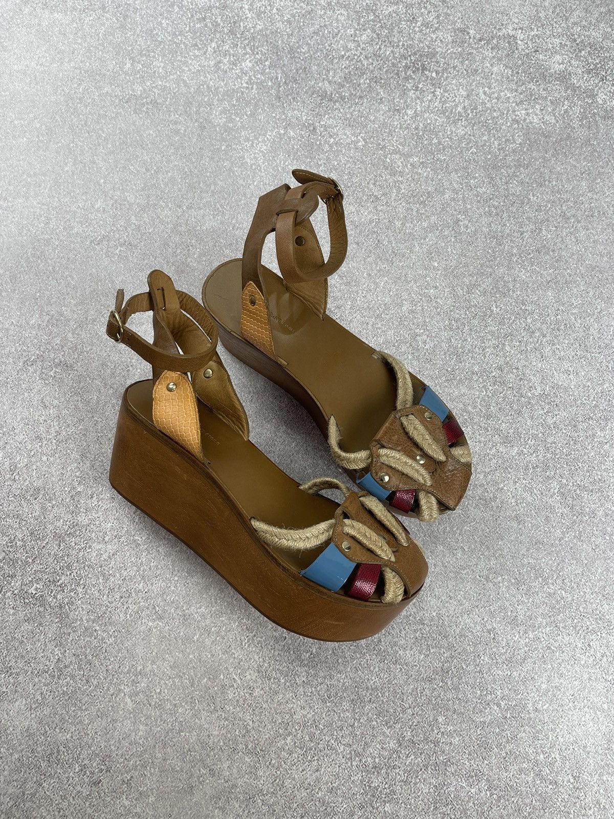 Isabel Marant Etoile Leather Wood Sandals Size 40