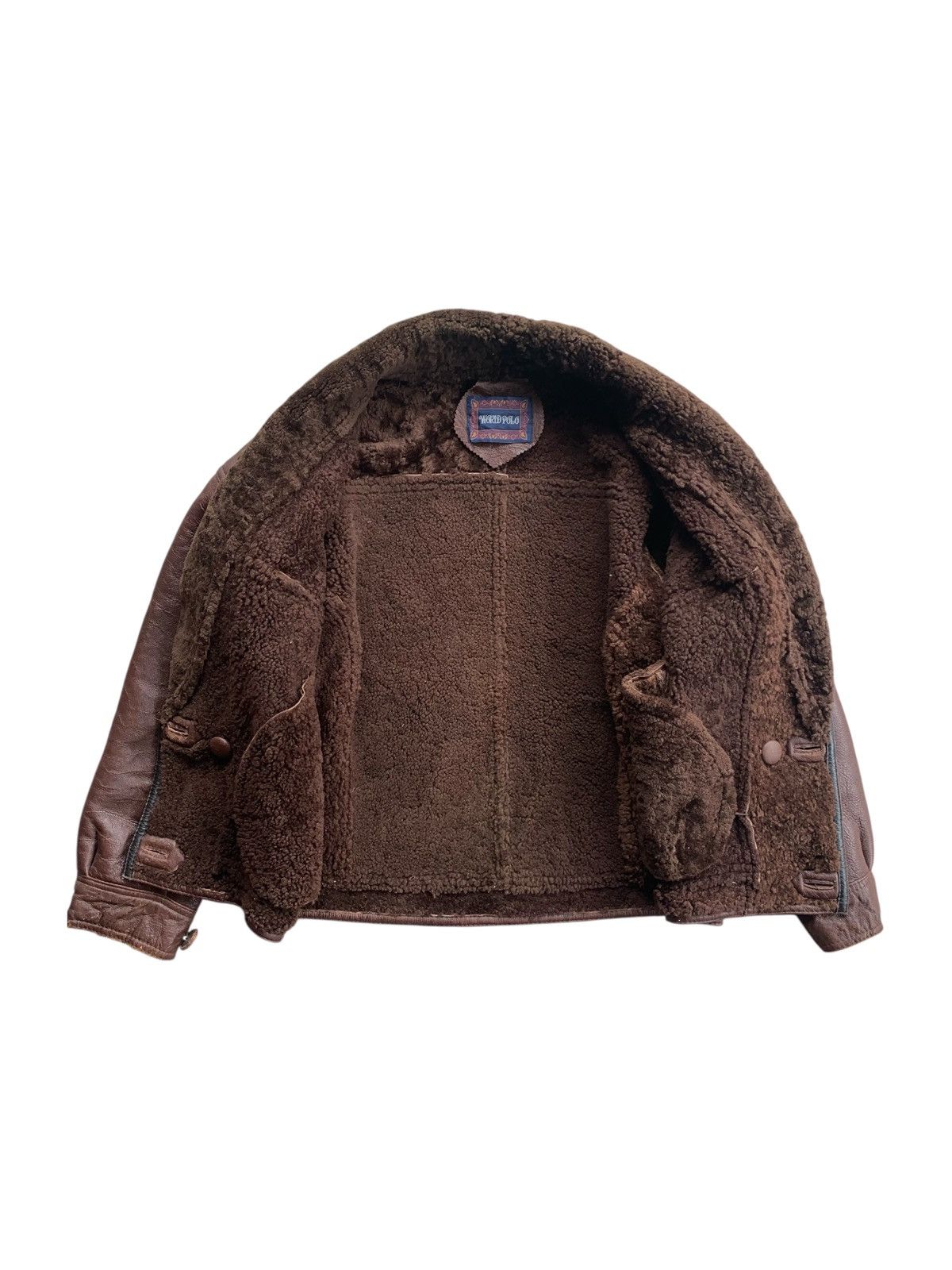 14th Addiction Vintage World Polo Shearling Leather Jacket Size US L / EU 52-54 / 3 - 3 Thumbnail