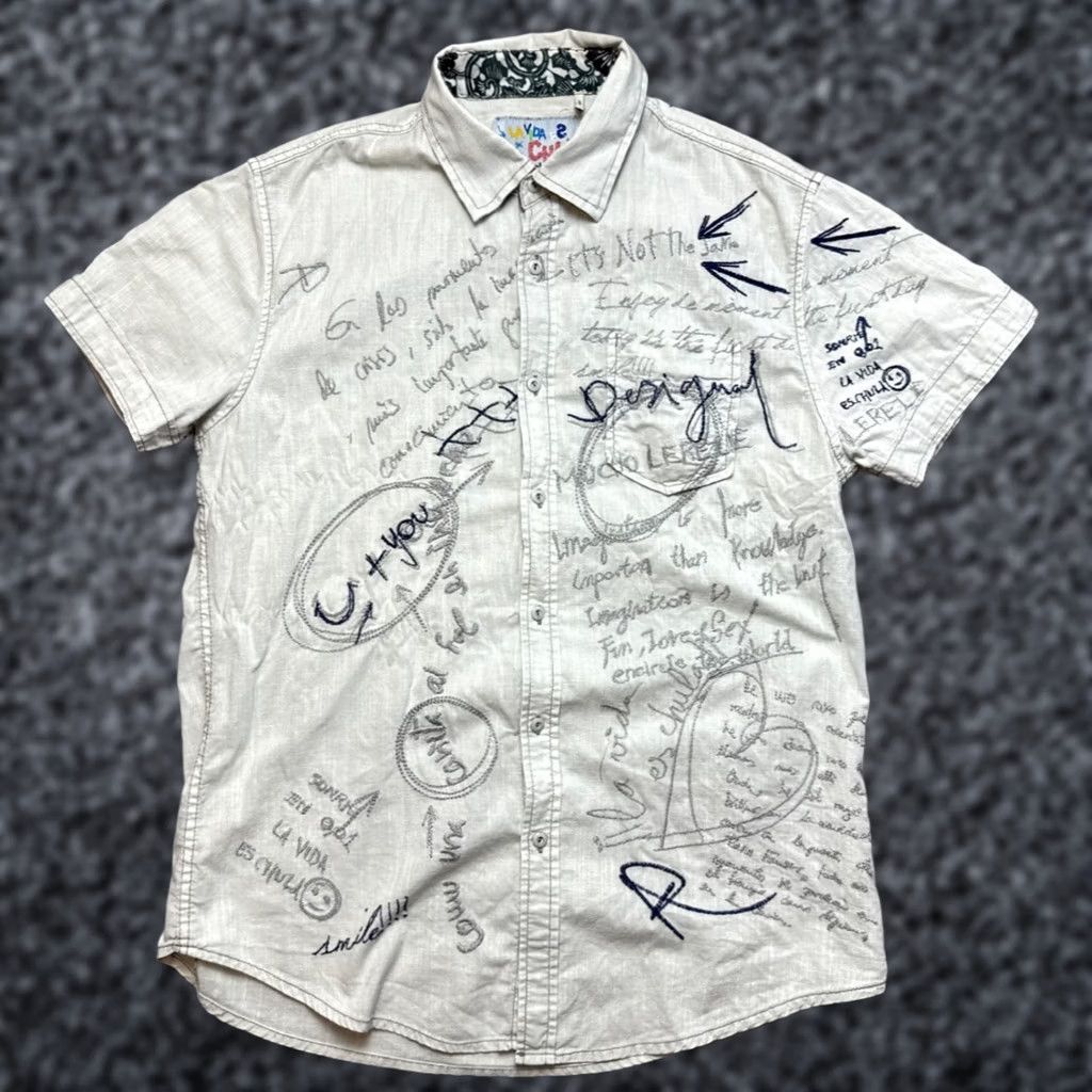 Desigual Desigual Button-Up Shirt Mens Gray Size M Casual Cotton Knit Button Front Short Sleeve Vintage No Size US M / EU 48-50 / 2 - 1 Thumbnail