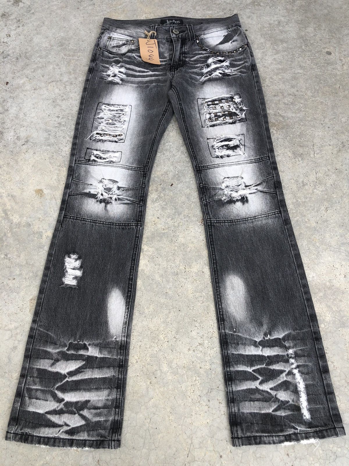 Who Decides War Japanese LOWBOX Flared Jeans Distressed Jeans Size US 30 / EU 46 - 1 Thumbnail