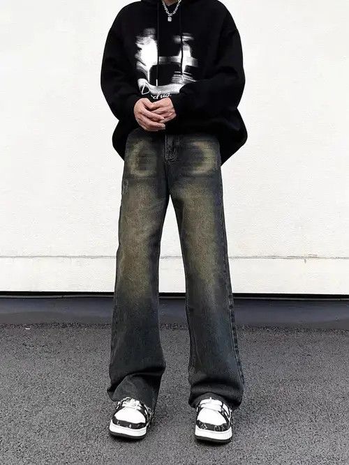 Japanese Brand × Jean Vintage washed draped hip-hop straight-leg jeans Size US 32 / EU 48 - 2 Thumbnail