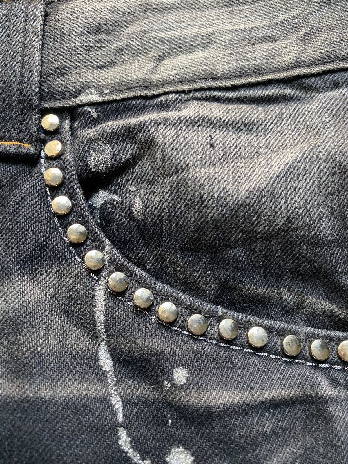 If Six Was Nine × Japanese Brand × Le Grande Bleu (L.G.B.) Vintage Lagust stone wash painted studed denim Size US 33 - 10 Thumbnail