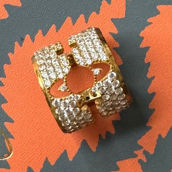 Vivienne Westwood Sterling 925 Silver Swarovski Crystal Bendable Unisex Ring Size ONE SIZE - 1 Thumbnail