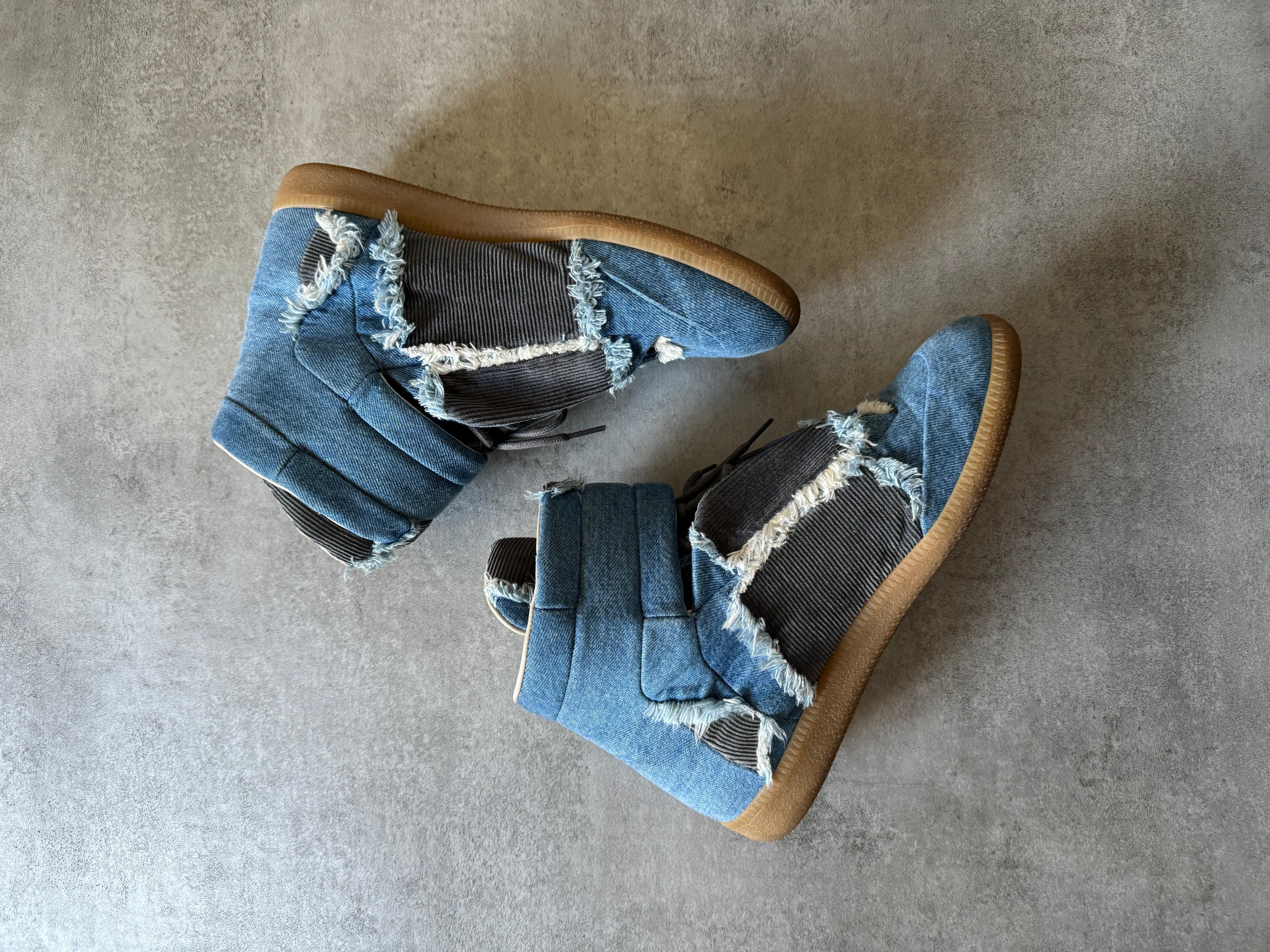 Pre-owned Archival Clothing X Maison Margiela Future High Washed Denim Shoes In Blue