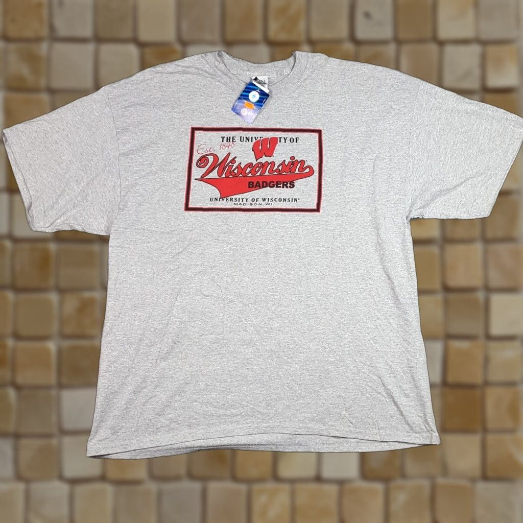 NCAA VINTAGE Spike Sports Wisconsin Badgers NCAA Football T-Shirt Men's XL Gray Retro 90s Size US XL / EU 56 / 4 - 1 Thumbnail