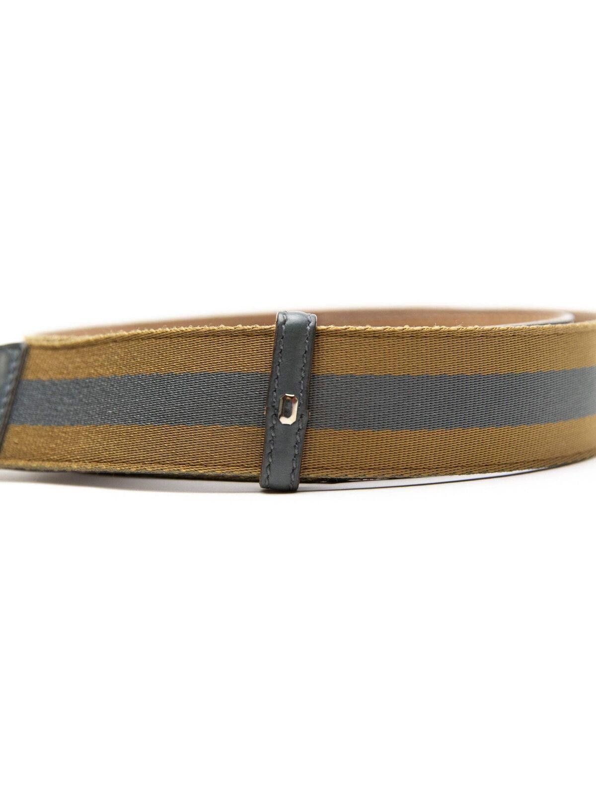 Gucci Gucci Mens Blue & Yellow Striped Canvas Silver GG Belt Size ONE SIZE - 5 Thumbnail