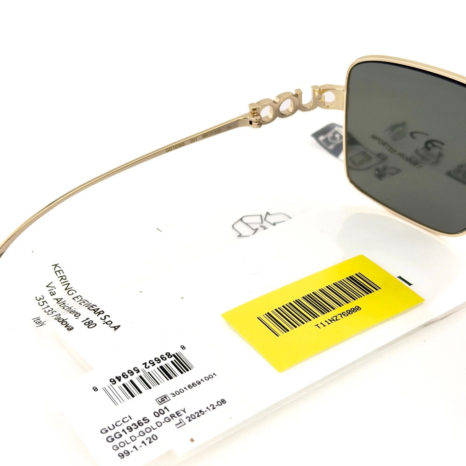 Gucci GUCCI 1936 Gg1936S Gold Black Logo Wrap Sunglasses 001 Size ONE SIZE - 2 Thumbnail
