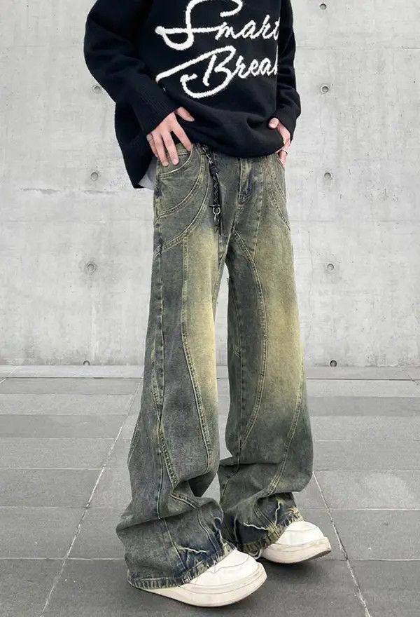 Japanese Brand #35 Flared Jeans Men Wide Leg Baggy Trousers Size US 33 - 4 Thumbnail