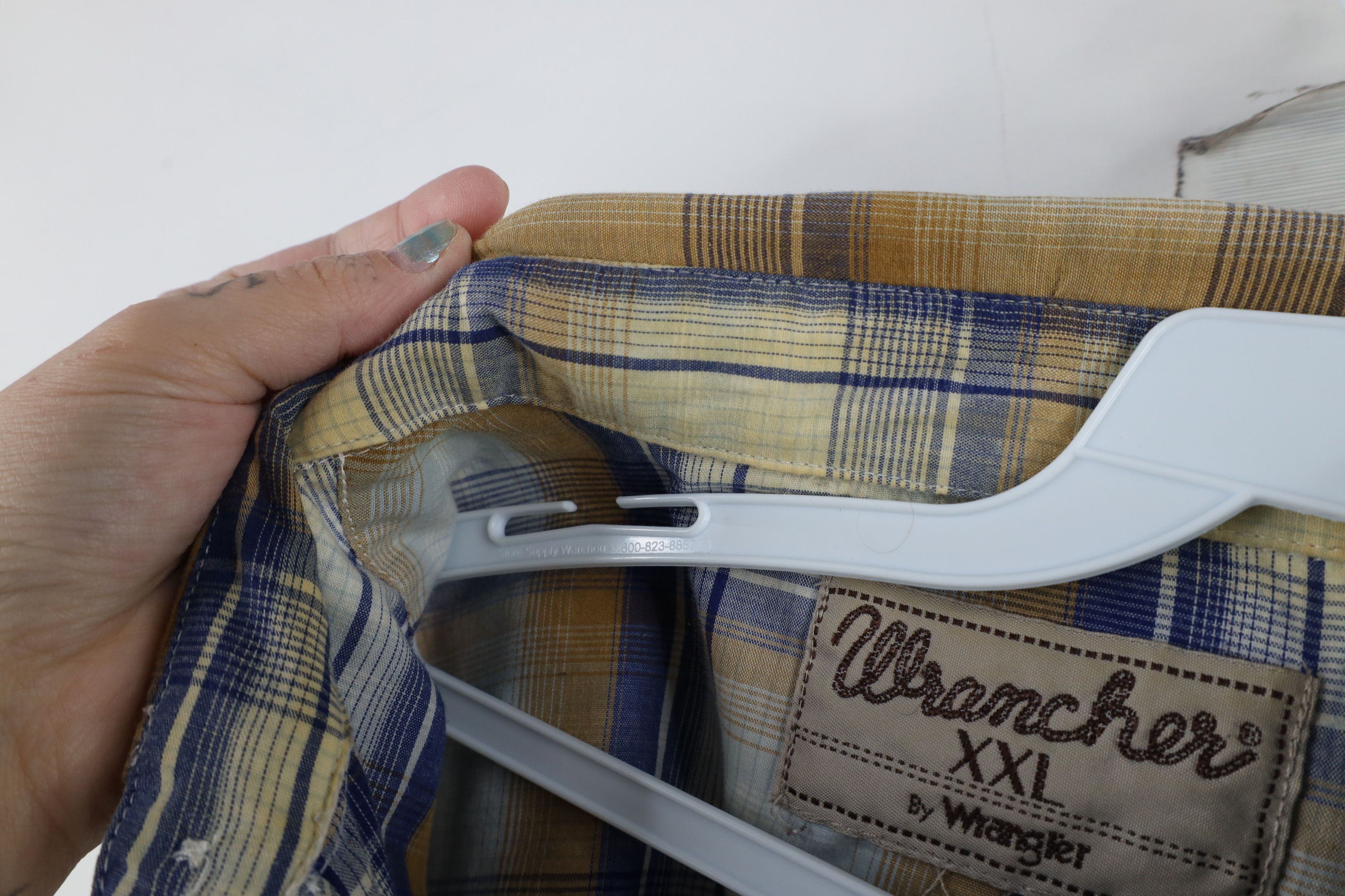 Vintage × Wrangler Vintage 90s Wrangler Rodeo Wrancher Snap Button Shirt Plaid Size US XXL / EU 58 / 5 - 9 Thumbnail