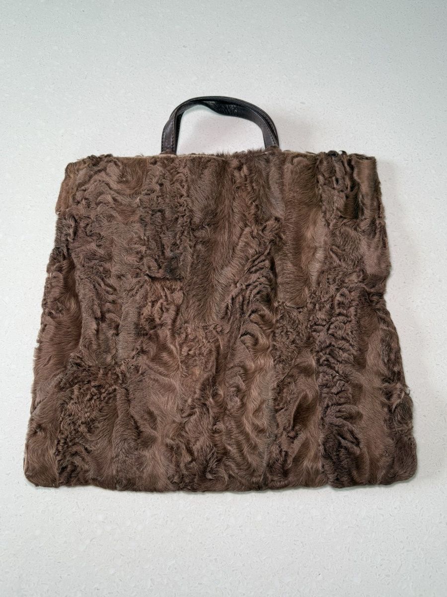 Loewe Loewe Karakul (Persian) Lambswool Tote with Lambskin Handles Size ONE SIZE - 4 Thumbnail