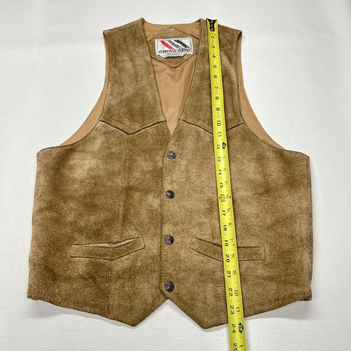 Vintage VTG Chess King Beige Suede Leather Vest Western Retro Tan Size US L / EU 52-54 / 3 - 13 Thumbnail