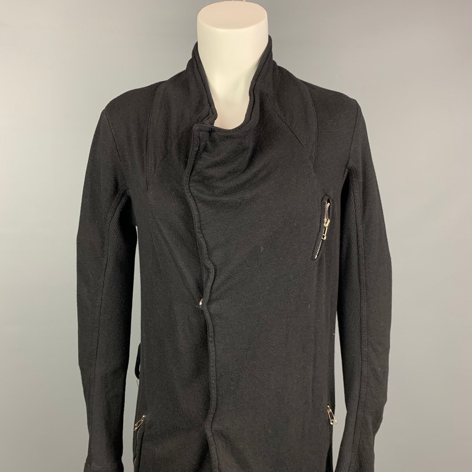 Other THEODOR Size XS Black Ribbed Cotton Blend Long Jacket Size XS / US 0-2 / IT 36-38 - 2 Thumbnail