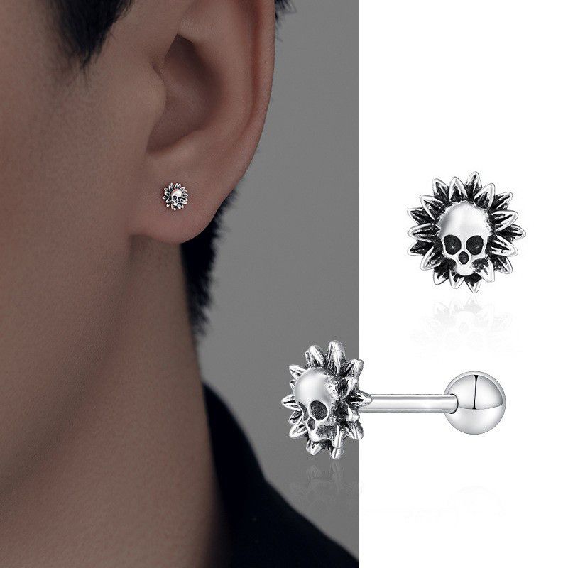 Jewelry Skull Hip-hop Earrings One Pairs Chrome Jewelry Size ONE SIZE - 1 Thumbnail