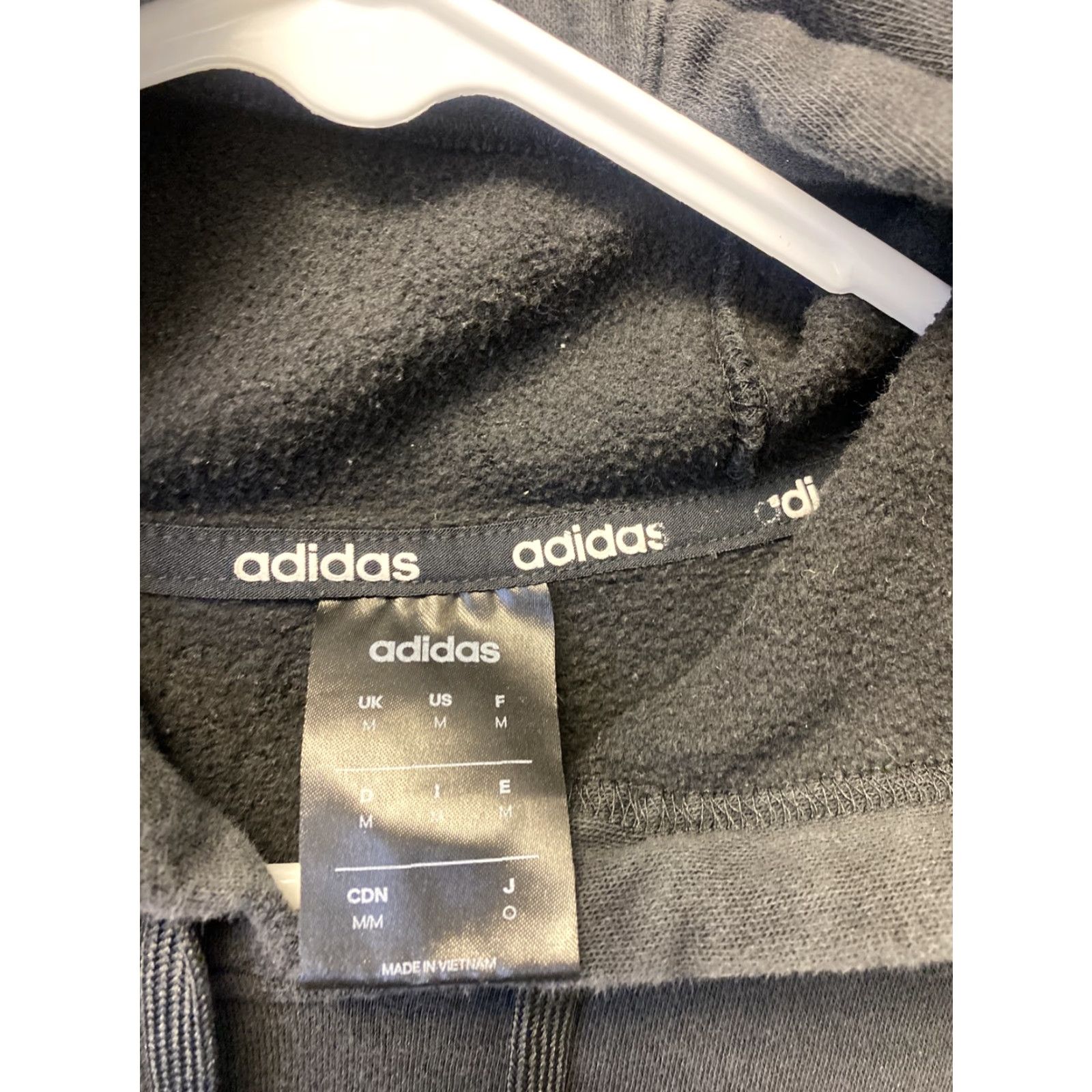 Adidas Adidas Hoodie Mens Medium Sweatshirt Color Block Black White Spell Out Three Stripes Pullover Hooded Pockets Mens Size US M / EU 48-50 / 2 - 4 Thumbnail