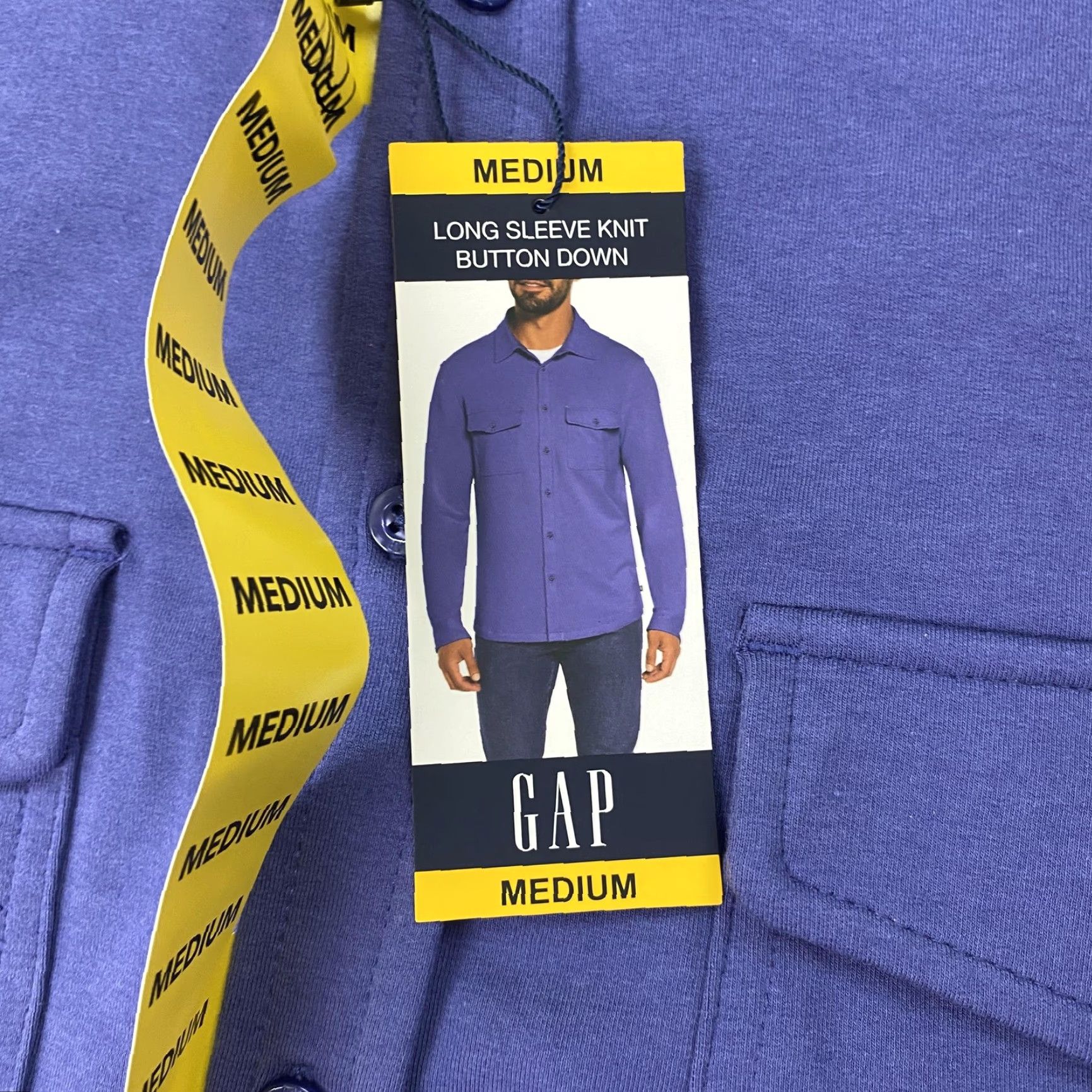 Gap GAP Shirt Mens Medium Blue Long Sleeve Button-Up Knit Utility Pockets Stretch Size US M / EU 48-50 / 2 - 4 Thumbnail
