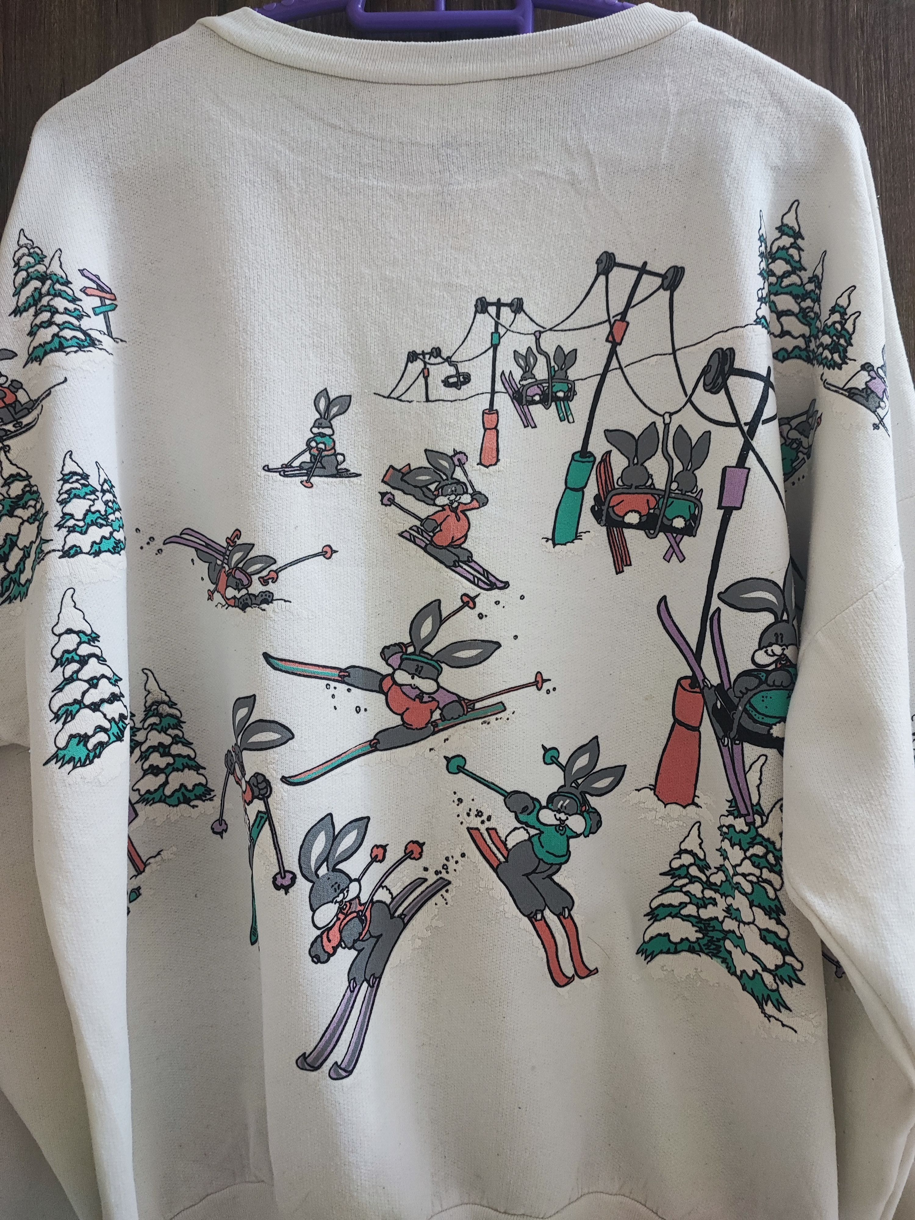 Vintage Vintage 80s/90s AOP Bunny Rabbit Ski Graphic Boxy Sweatshirt Size US M / EU 48-50 / 2 - 4 Thumbnail