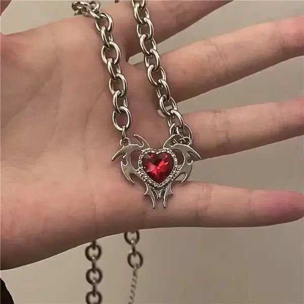 Japanese Brand Korea New Red Zircon Love Pendant Necklace Size ONE SIZE - 4 Thumbnail