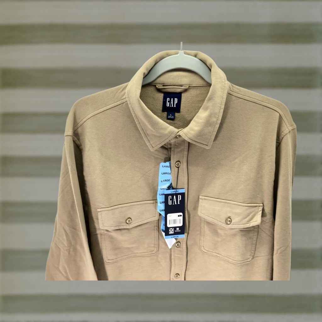Gap Gap Shirt Men L Brown Knit Button Long Sleeve Cotton Blend Stretch NWT Size US L / EU 52-54 / 3 - 1 Thumbnail