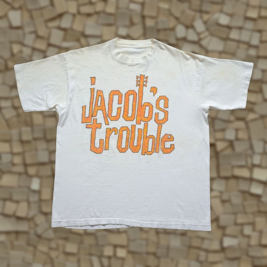 Vintage VINTAGE JACOB'S TROUBLE T-Shirt XL White 1992 90s MUSIC CHRISTIAN ROCK LET THE TRUTH RUN WILD Mens Short Sleeve Crew Neck Size US XL / EU 56 / 4 - 1 Thumbnail