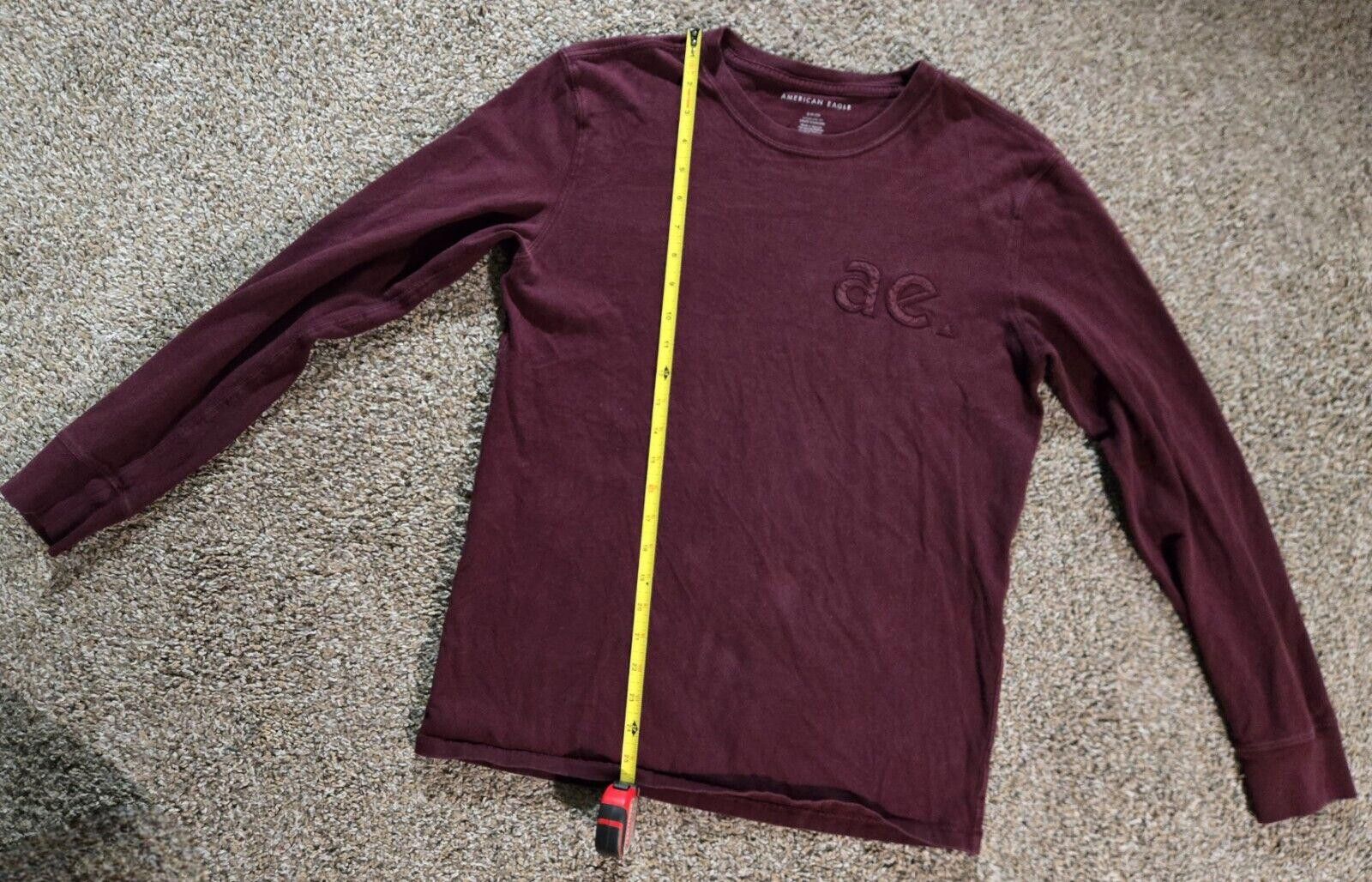 Designer Burgundy American Eagle Standard Fit Long Sleeve TShirt Sz S Size US S / EU 44-46 / 1 - 4 Thumbnail