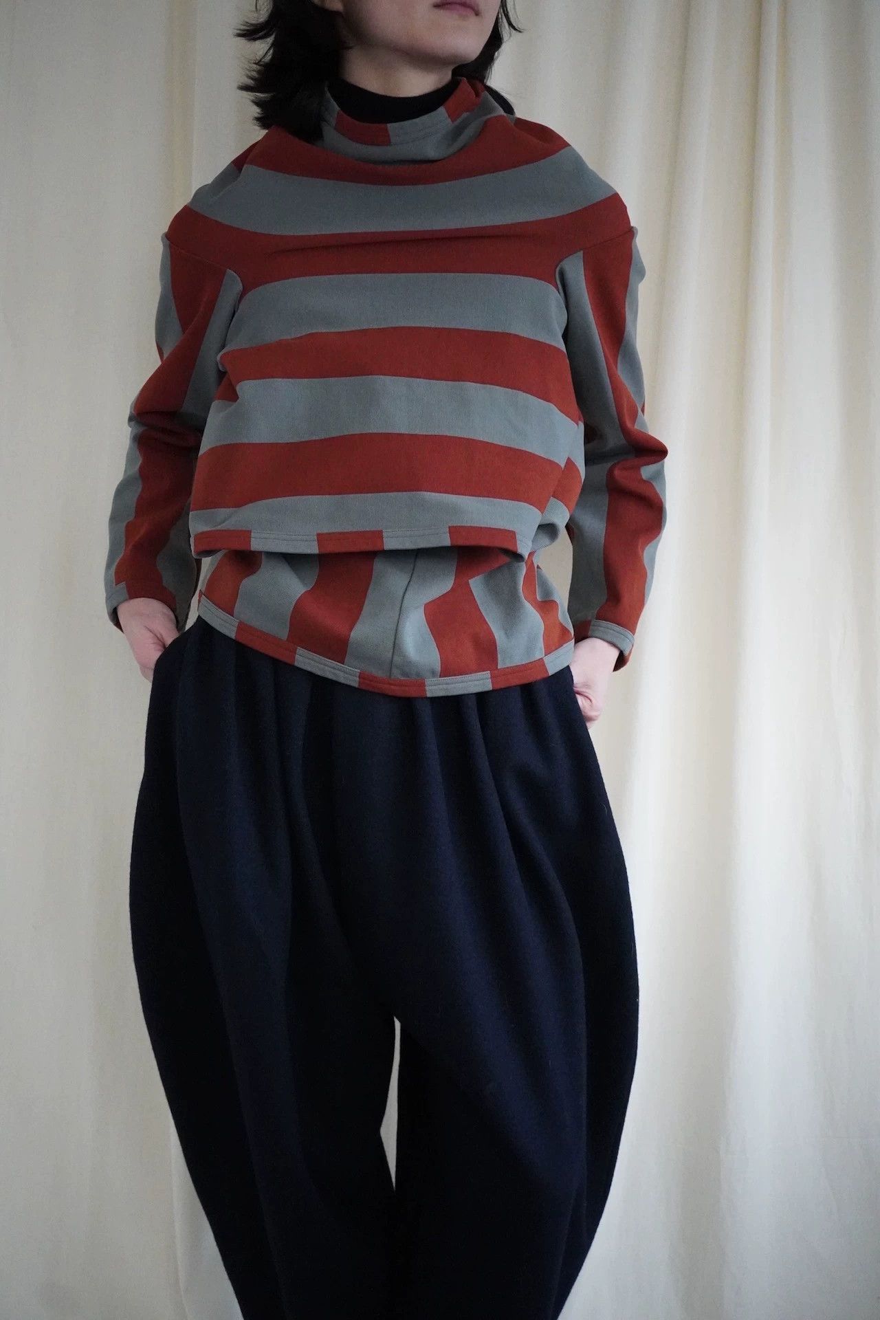 Comme des Garcons CDG 1990AW Dark Orange-Green Striped Multi-Way Top S Size S / US 4 / IT 40 - 8 Thumbnail