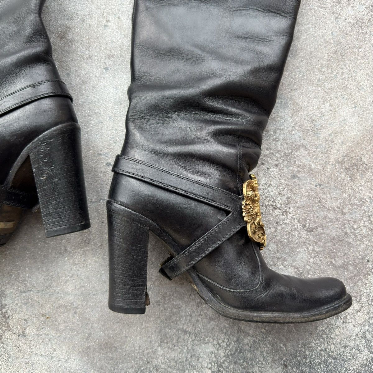 Dolce & Gabbana Dolce & Gabbana Black Leather Heels Boots Size US 6 / IT 36 - 15 Thumbnail