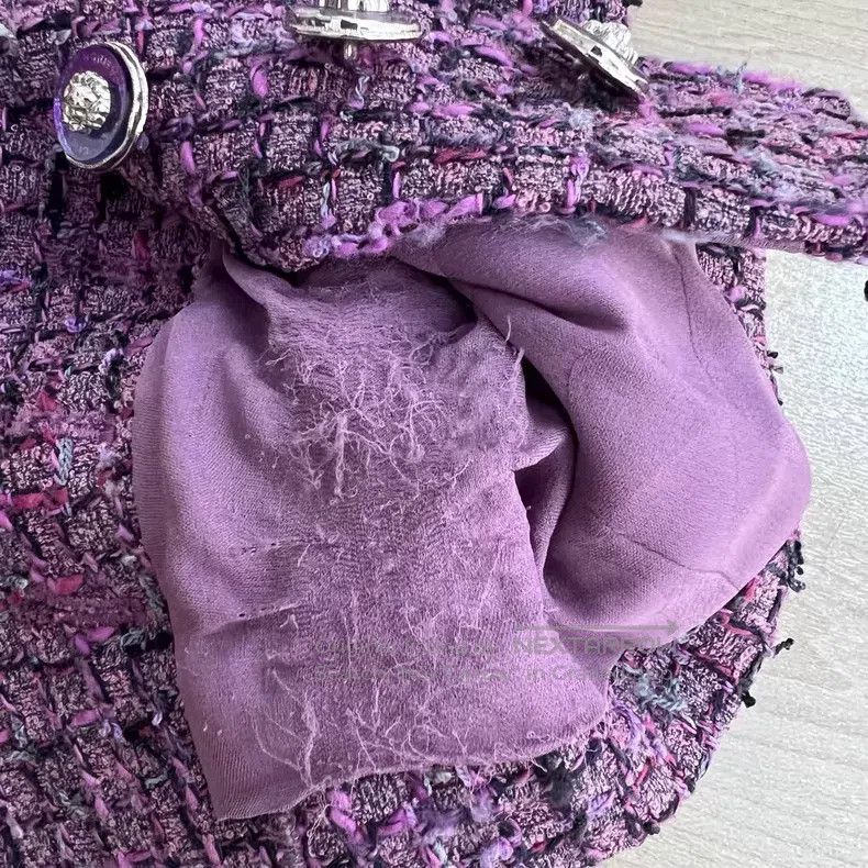 Chanel Chanel 22P purple plaid soft tweed lapel short small fragr Size XS / US 0-2 / IT 36-38 - 7 Thumbnail