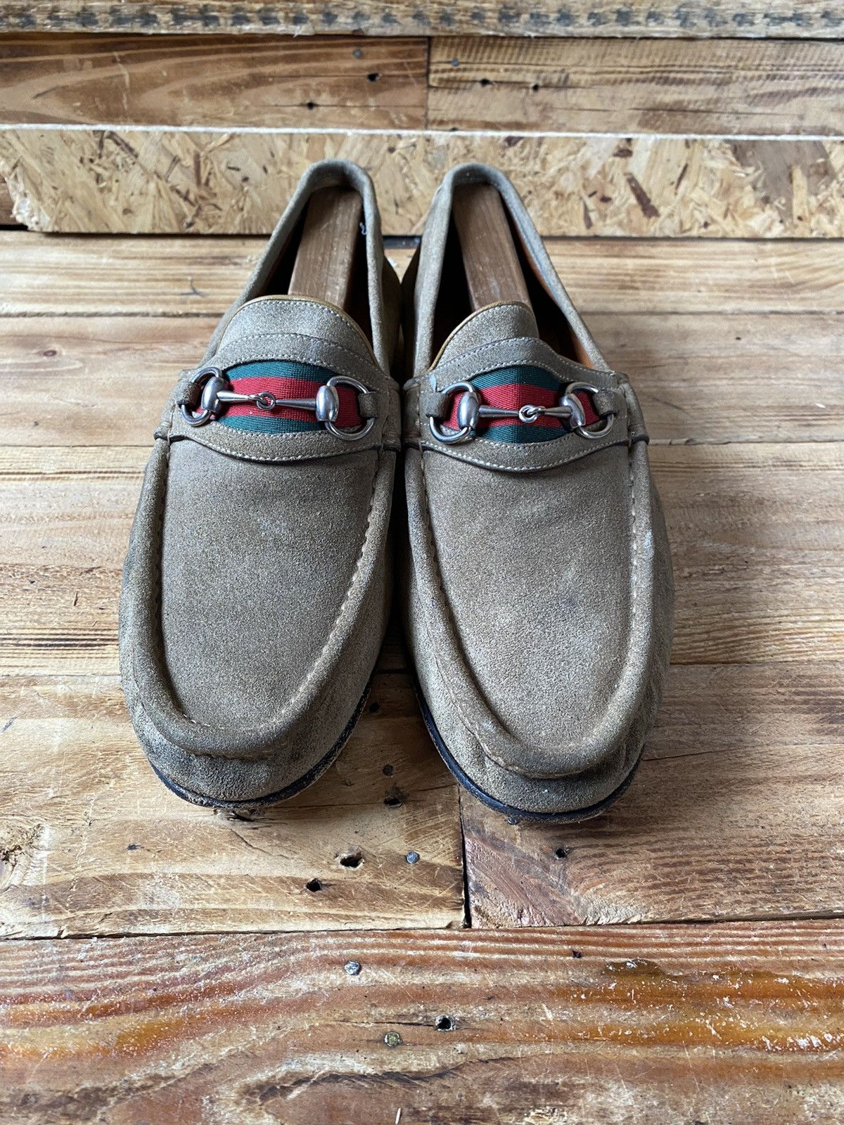 Gucci Gucci horsebit 3 stripes suede gray loafers sz uk 11D Size US 12 / EU 45 - 3 Thumbnail