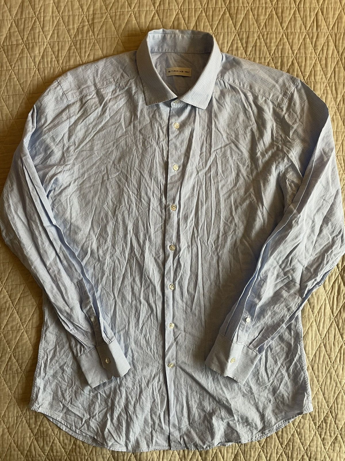 Etro Micro Check Print Spread Collar Shirt Size US XL / EU 56 / 4 - 2 Thumbnail