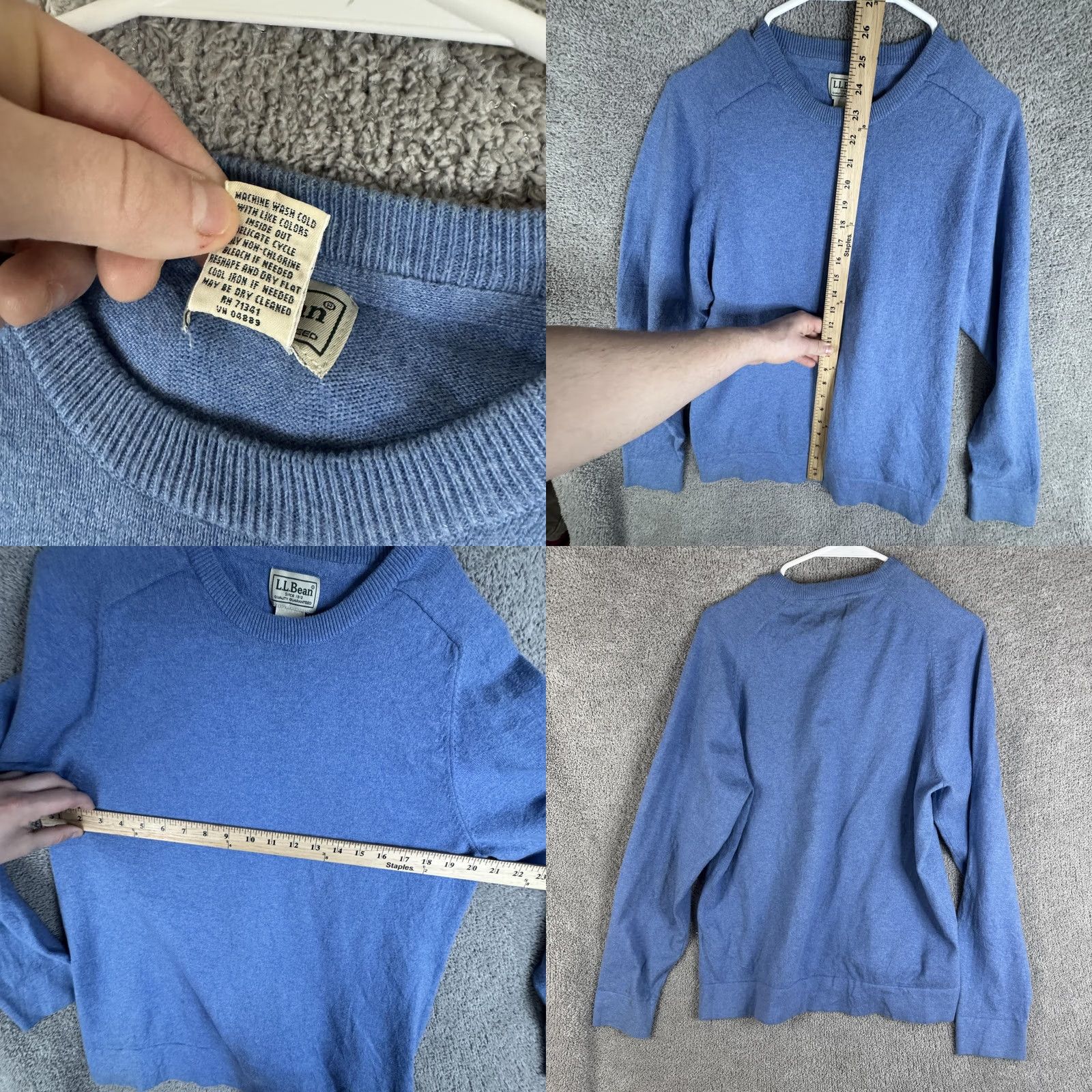 Vintage LL Bean Sweater Mens Medium Blue Cotton Cashmere Crewneck Knit Pullover Size US M / EU 48-50 / 2 - 8 Thumbnail