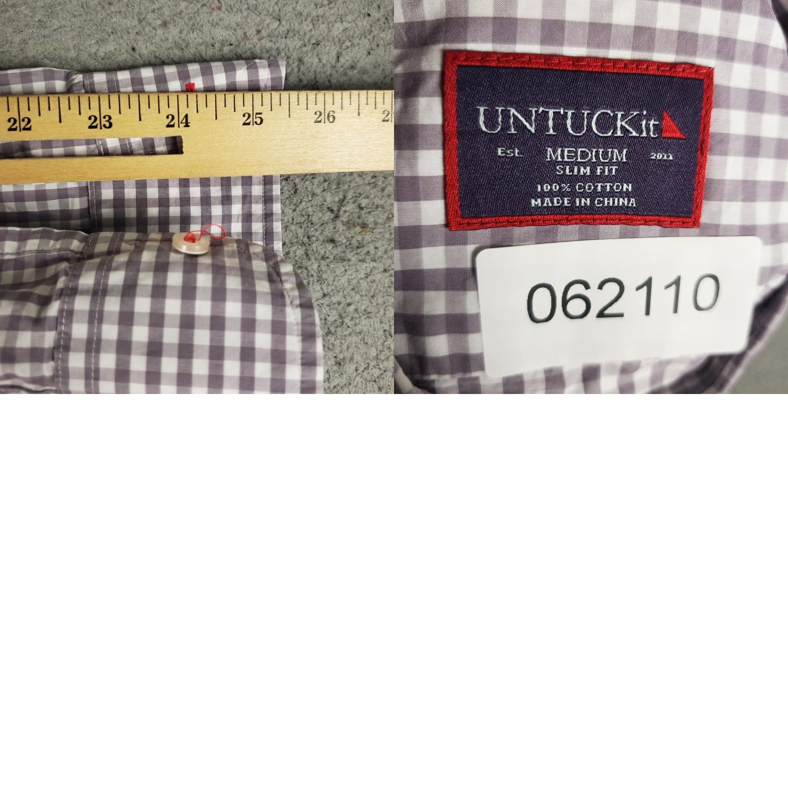 UNTUCKit UNTUCKit Shirt Mens Medium Slim Fit Long Sleeve Button-Up Check Dress Shirt Purple Mens Size 40R - 8 Thumbnail