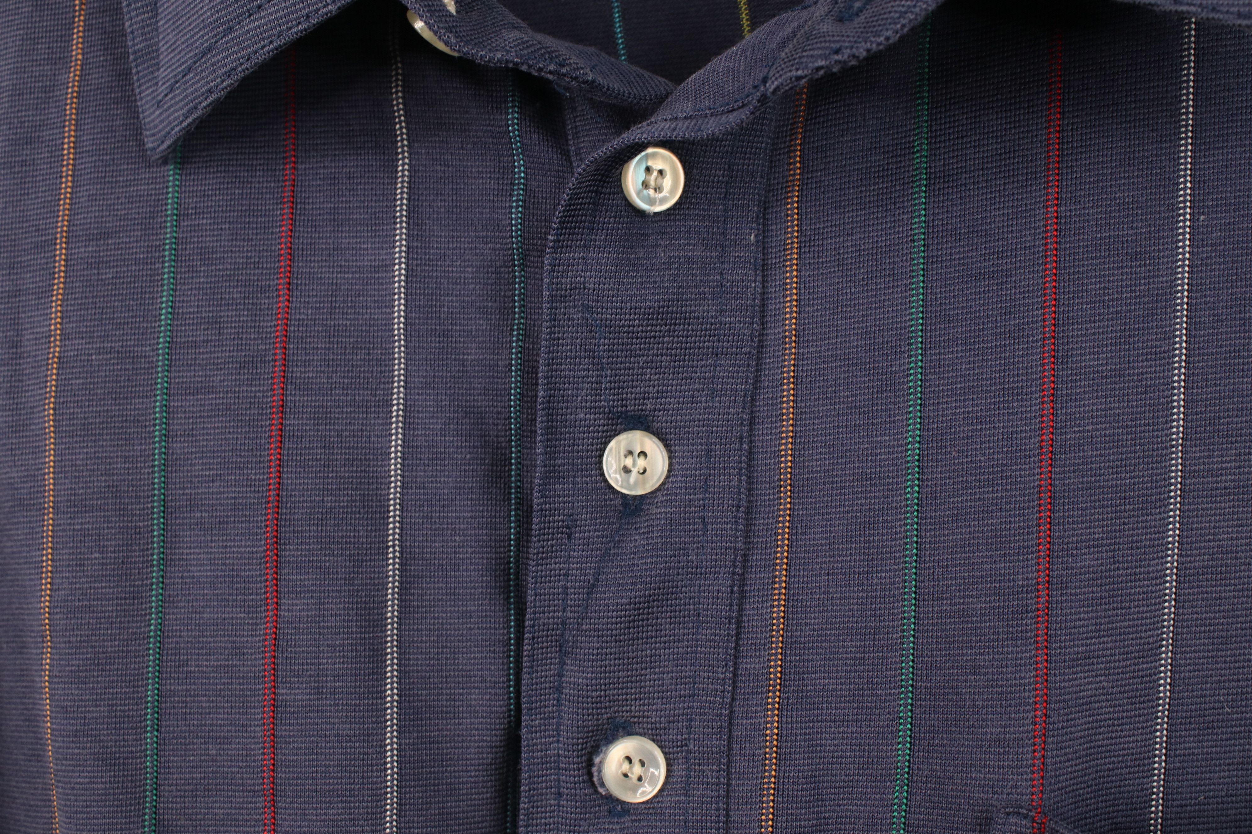 Vintage Vintage 70s 80s Streetwear Thin Rainbow Striped Knit Polo Size US L / EU 52-54 / 3 - 6 Thumbnail