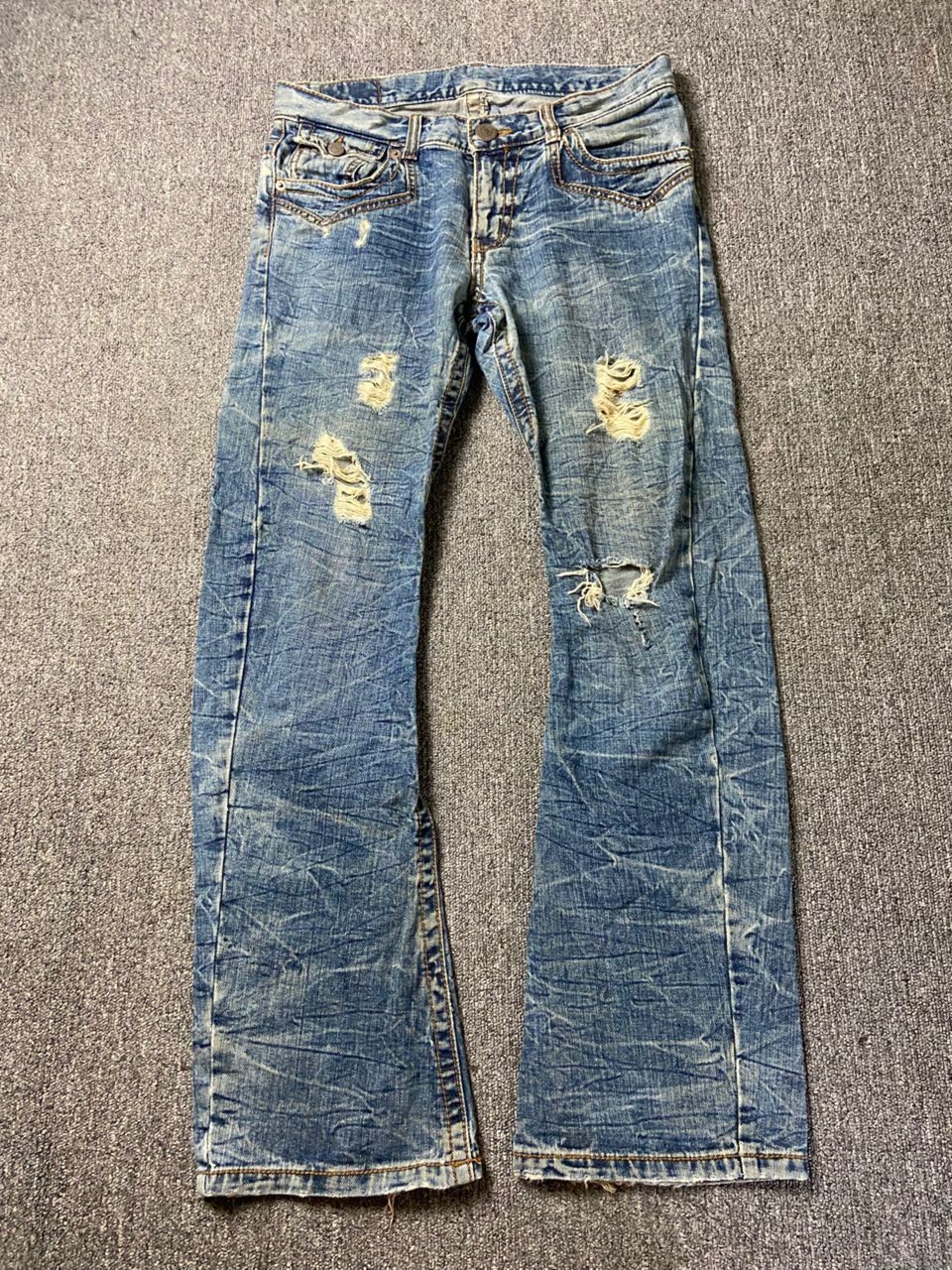 Japanese Brand Rattle Trap Brand Distressed Denim Ripped Jeans (205) Size US 33 - 1 Thumbnail