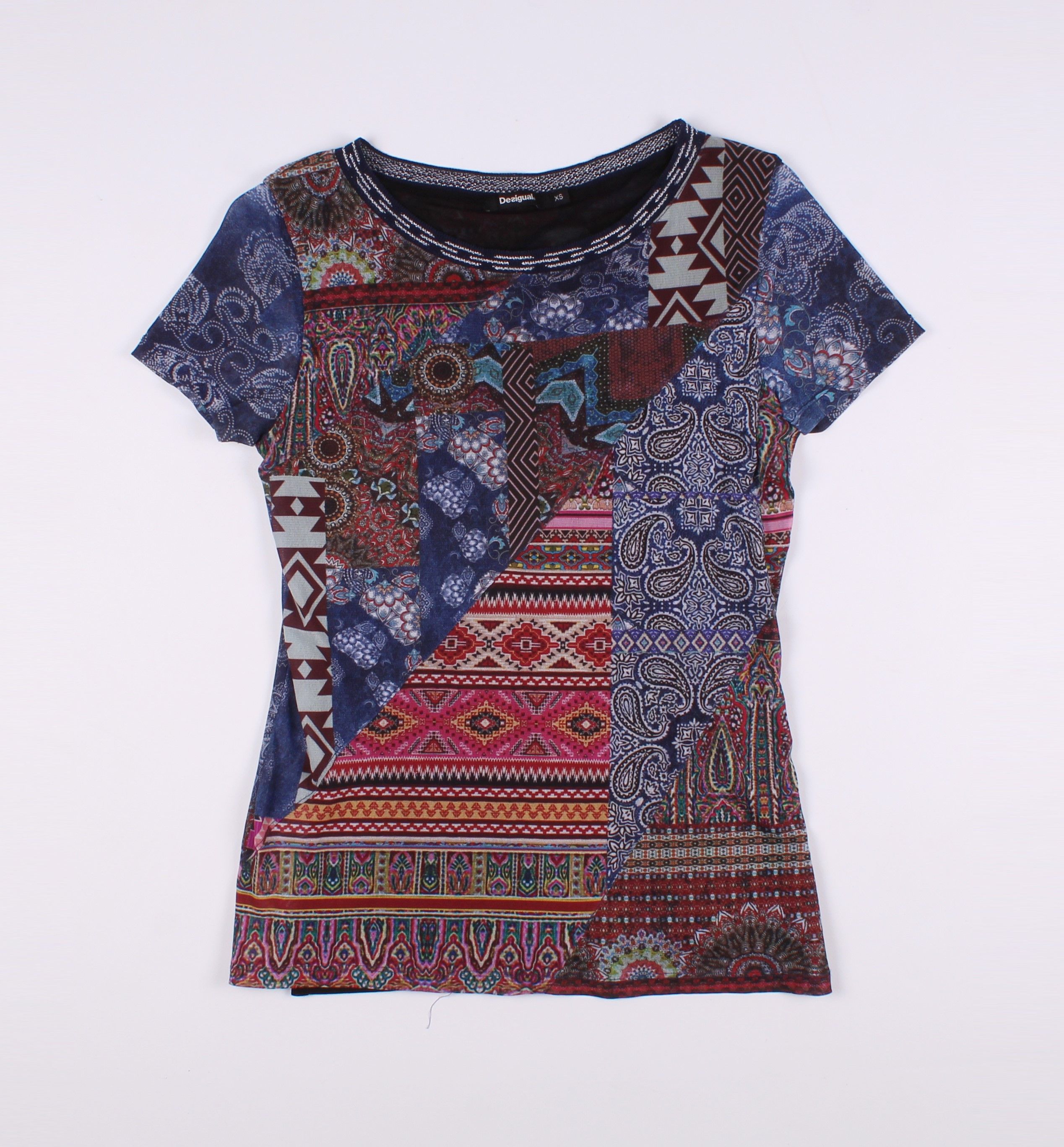 Desigual Desigual Multicolor Boho Mesh T-shirt Size XS / US 0-2 / IT 36-38 - 4 Thumbnail