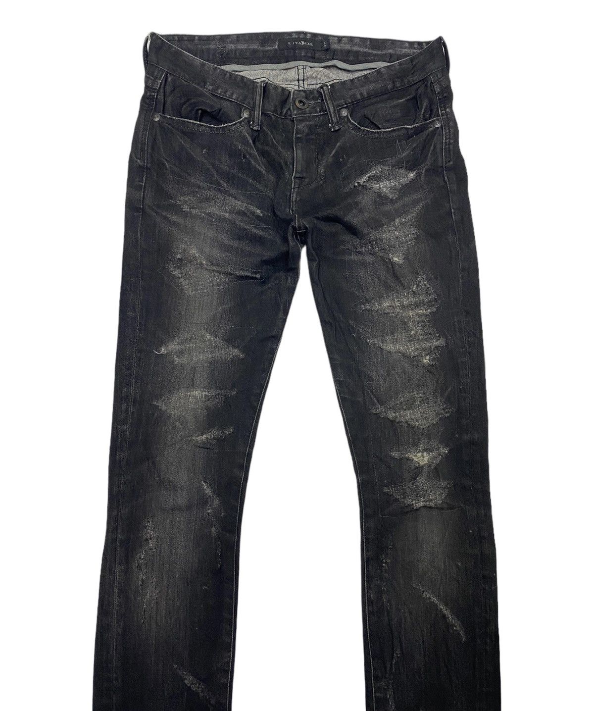 image of Civarize Distressed Punk Black Denim Undercover Style, Men's (Size 28)