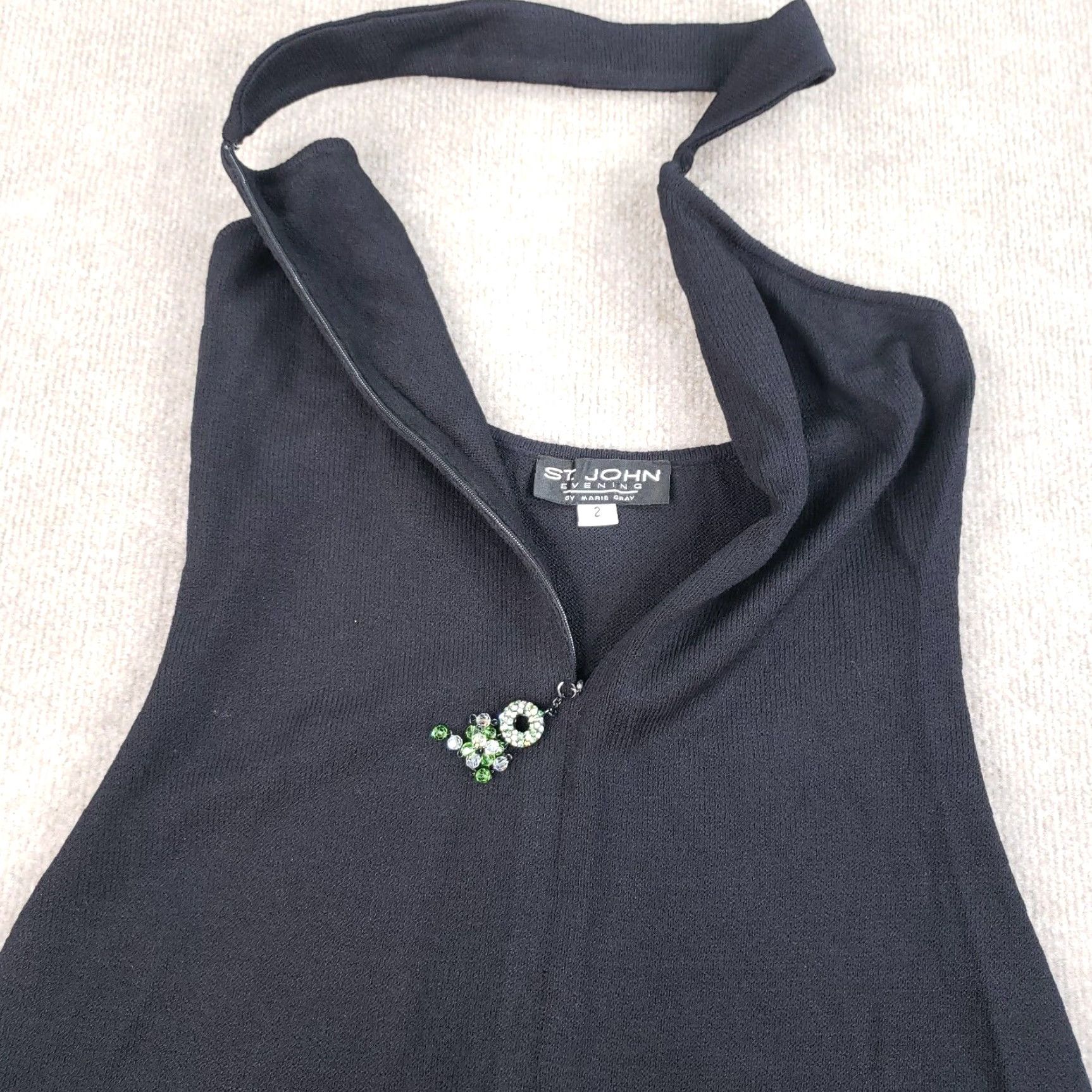 St. John St John Dress Women's 2 Black Halter Beaded Neck Evening Jewel Shift Long Party/Cocktail Size XS / US 0-2 / IT 36-38 - 7 Thumbnail