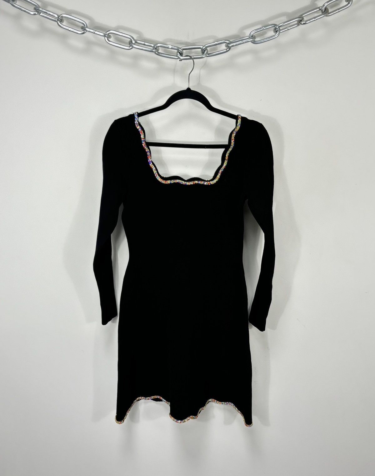 Sandro Sandro NWT Crystal Trims Black Long Sleeve Flared Dress Size M / US 6-8 / IT 42-44 - 2 Thumbnail