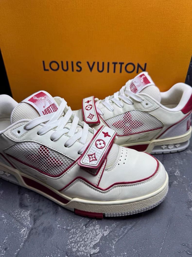 Louis Vuitton LV Trainer White & Red Velcro Sneakers Q10 Size US 8 / EU 41 - 1 Thumbnail