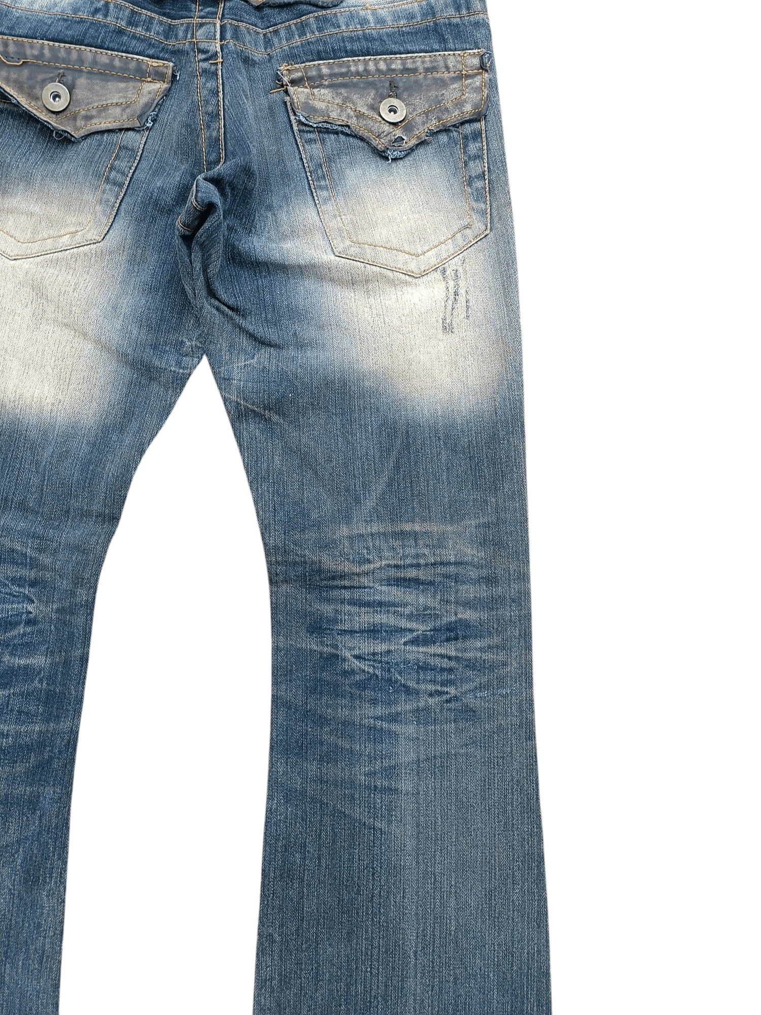 Japanese Brand FLARED🔥Japanese Brand LIMITED Distressed Buckle Back Denim Size US 32 / EU 48 - 18 Thumbnail