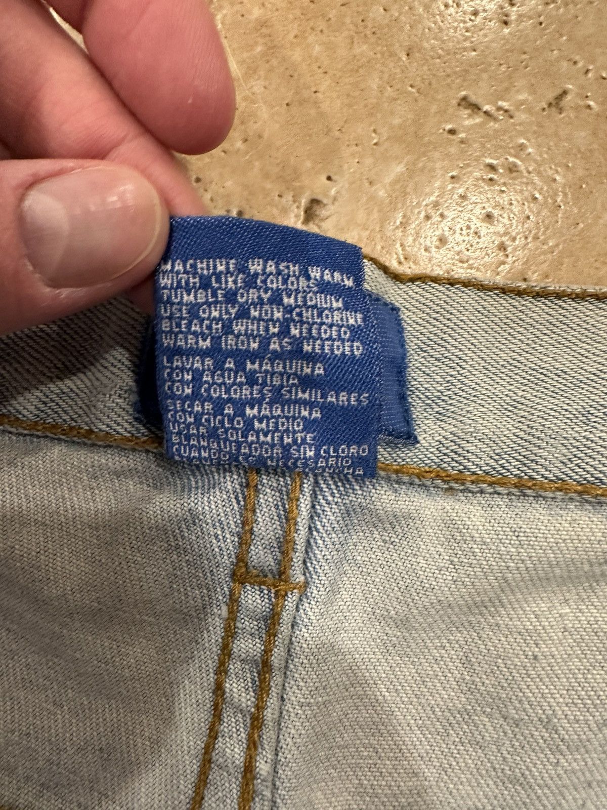 Vintage Vintage B.E. Blue Light Wash Distressed Trashed Denim Jeans Size US 36 / EU 52 - 9 Thumbnail