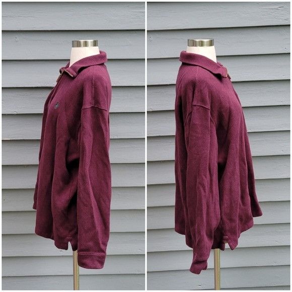Ralph Lauren Vintage 90s y2k Polo Ralph Lauren Burgundy Cotton Quarter 1/ Size XL / US 12-14 / IT 48-50 - 2 Thumbnail