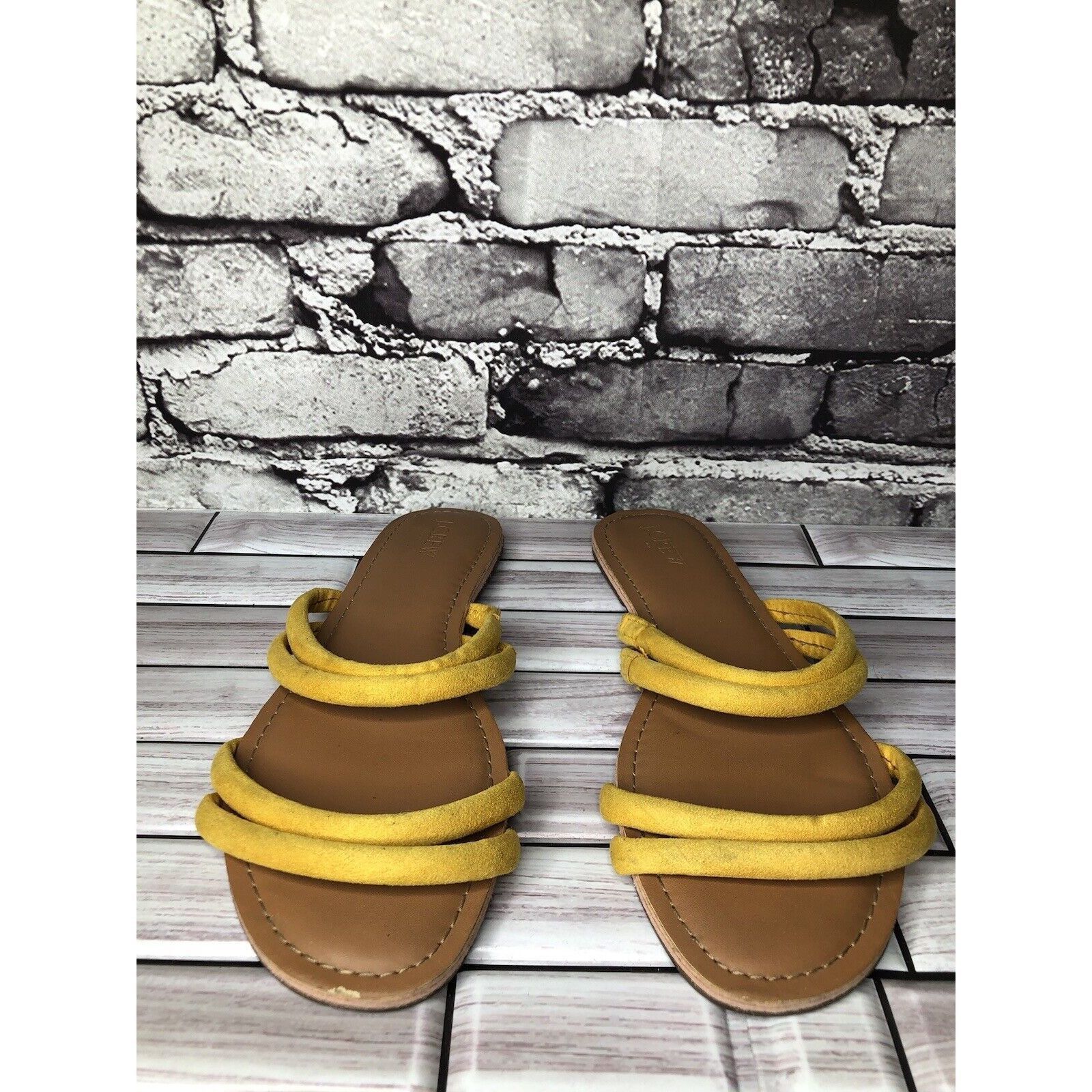 J.Crew J. Crew Factory Seaside Yellow Suede Double Strap Slides San Size US 9 / IT 39 - 2 Thumbnail
