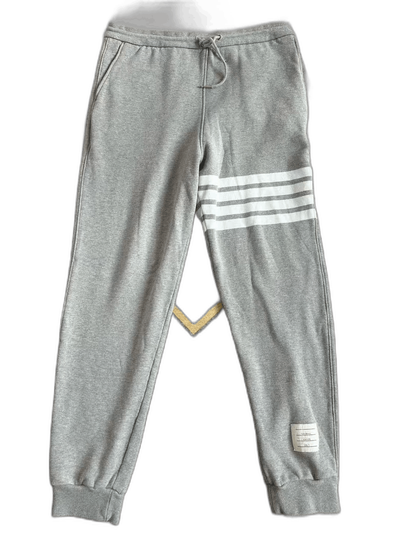 Thom Browne Thom Browne Gray Sweatpants with Four Stripes Size US 5 / EU 37 - 1 Thumbnail