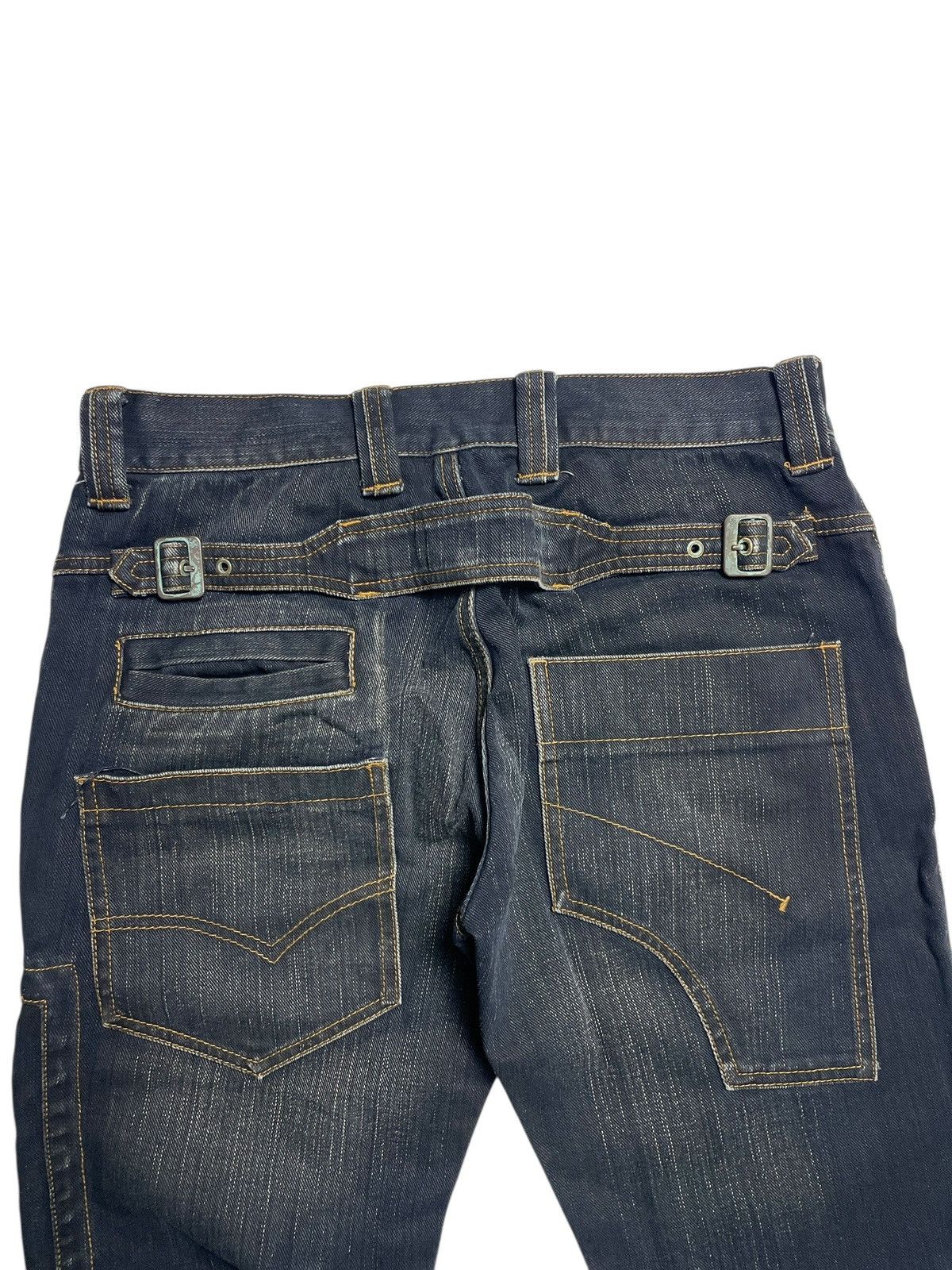 Tornado Mart 291295=Homme - Buckle Back Bikers Denim Pants Size US 31 - 17 Thumbnail