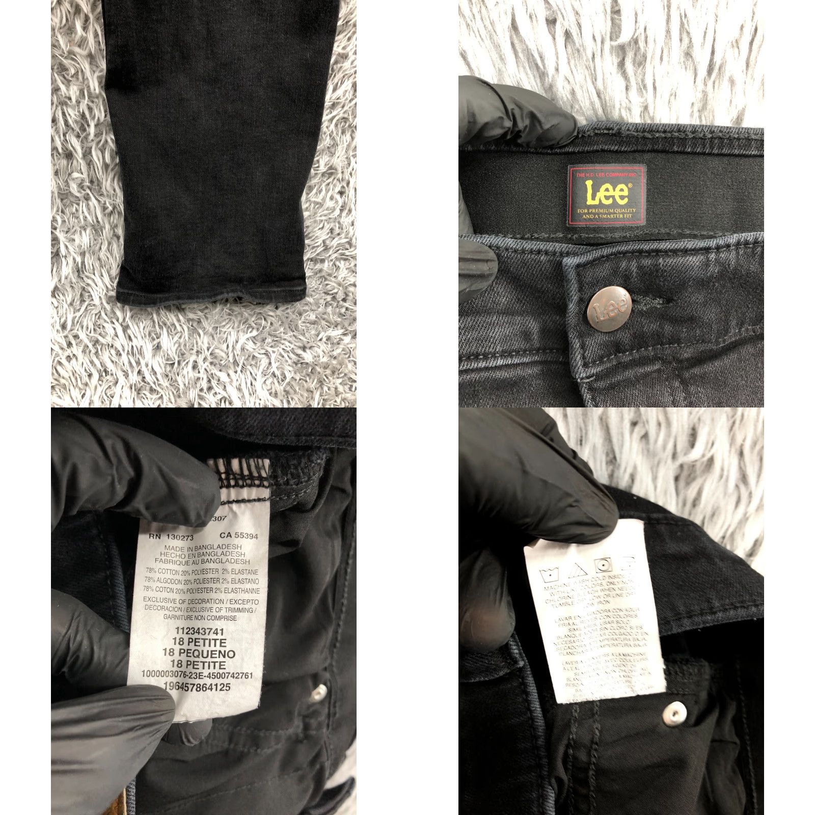Lee Lee Jeans 18P Petite Womens Dark Wash Black Stretch Denim 5-Pocket High Rise Straight Jeans Lee Classic Fit Womens Size 40" / US 18 - 8 Thumbnail